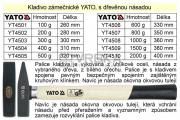 Kladivo zámečnické YATO s dřevěnou okovanou násadou 400g