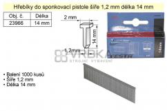 Hřebíky do sponkovačky šíře 1,2 mm délka 14 mm balení 1000 kusů Hřebíky do sponkovačky šíře 1,2 mm délka 14 mm balení 1000 kusů