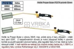 Hořák Propan Butan FESTA průměr 55mm délka 850mm, bez hadice Hořák Propan Butan FESTA průměr 55mm délka 850mm, bez hadice