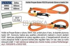 Hořák Propan Butan FESTA průměr 55mm délka 850mm s hadicí 3m Hořák Propan Butan FESTA průměr 55mm délka 850mm s hadicí 3m