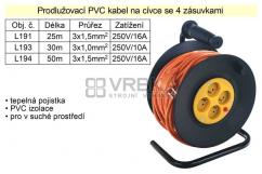 Prodlužovací kabel 50 m na cívce 4 zásuvky