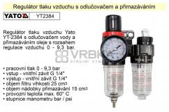 Regulátor tlaku vzduchu s odlučovačem a přimazáváním YT-2384 Regulátor tlaku vzduchu s odlučovačem a přimazáváním YT-2384