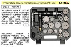 Pneumatická sada na montáž kotoučových brzd 16 kusů YT-0671 YATO
