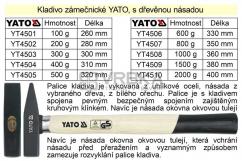 Kladivo zámečnické YATO s dřevěnou okovanou násadou 400g Kladivo zámečnické YATO s dřevěnou okovanou násadou 400g