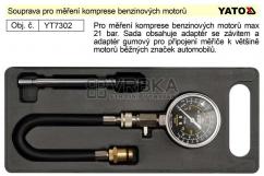 Souprava pro měření komprese benzinových motorů YT-7302 Souprava pro měření komprese benzinových motorů YT-7302